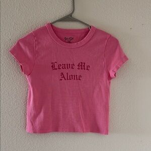 Brandy melville pink Ashlyn leave me alone top